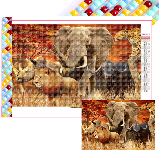 Diamond Painting - Full Square - African Animals Wild Beasts (60*40CM)