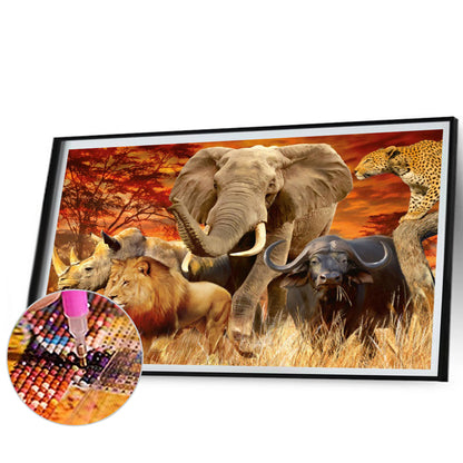 Diamond Painting - Full Square - African Animals Wild Beasts (60*40CM)