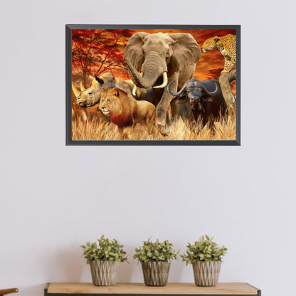 Diamond Painting - Full Square - African Animals Wild Beasts (60*40CM)