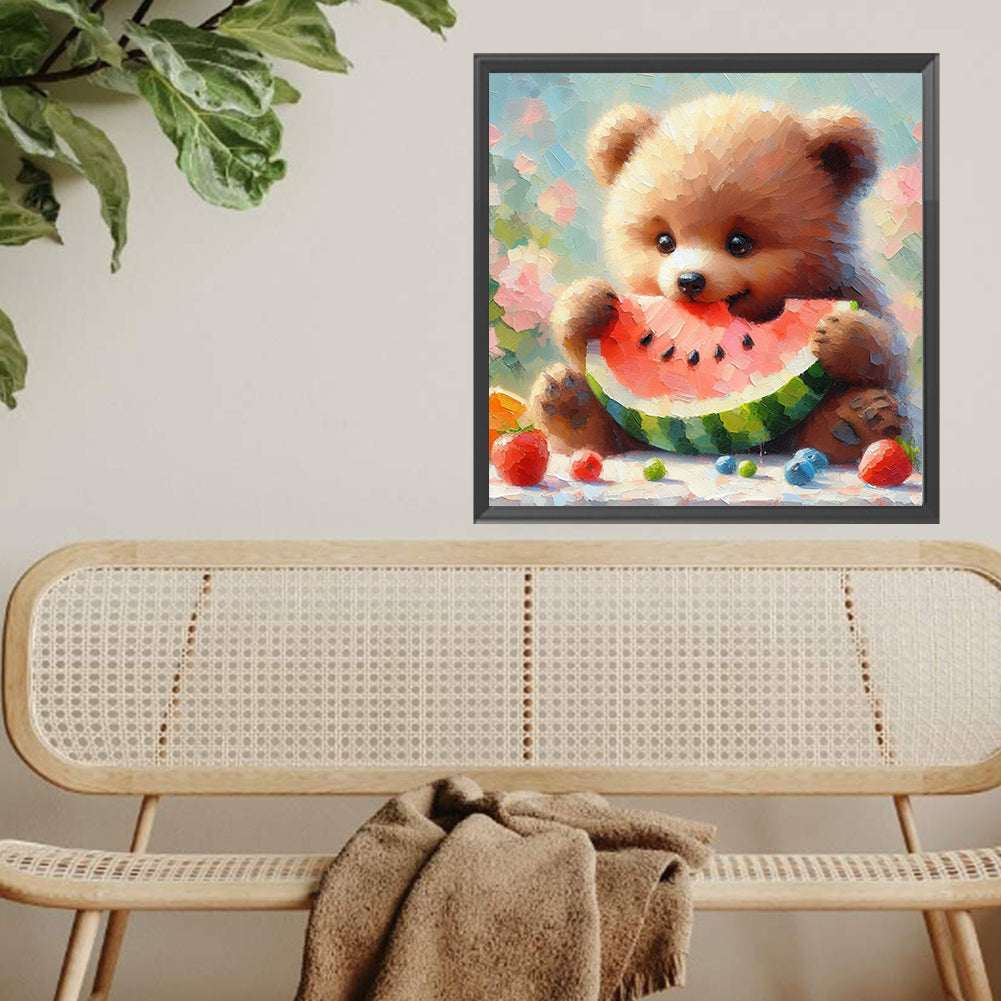 Diamond Painting - Full Square - Bear Eating Watermelon (30*30CM)