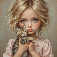Load image into Gallery viewer, Diamond Painting - Full Square - Little Girl Holding Cat And Dog (40*40CM)
