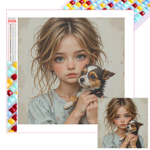 Load image into Gallery viewer, Diamond Painting - Full Square - Little Girl Holding Cat And Dog (40*40CM)
