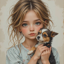 Load image into Gallery viewer, Diamond Painting - Full Square - Little Girl Holding Cat And Dog (40*40CM)
