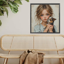 Load image into Gallery viewer, Diamond Painting - Full Square - Little Girl Holding Cat And Dog (40*40CM)
