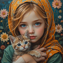 Load image into Gallery viewer, Diamond Painting - Full Square - Little Girl Holding Cat And Dog (40*40CM)
