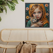 Load image into Gallery viewer, Diamond Painting - Full Square - Little Girl Holding Cat And Dog (40*40CM)
