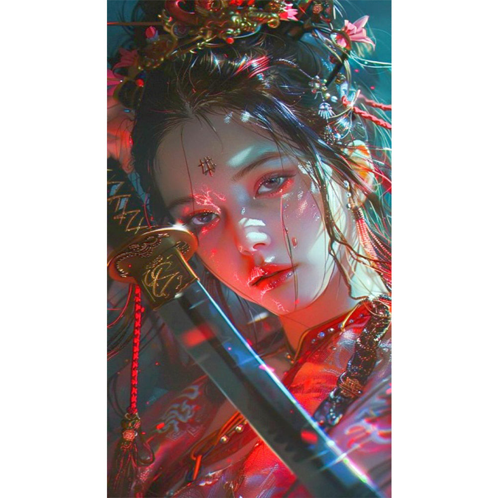 AB Diamond Painting - Full Round - Oriental Sword-Wielding Girl (40*70CM)
