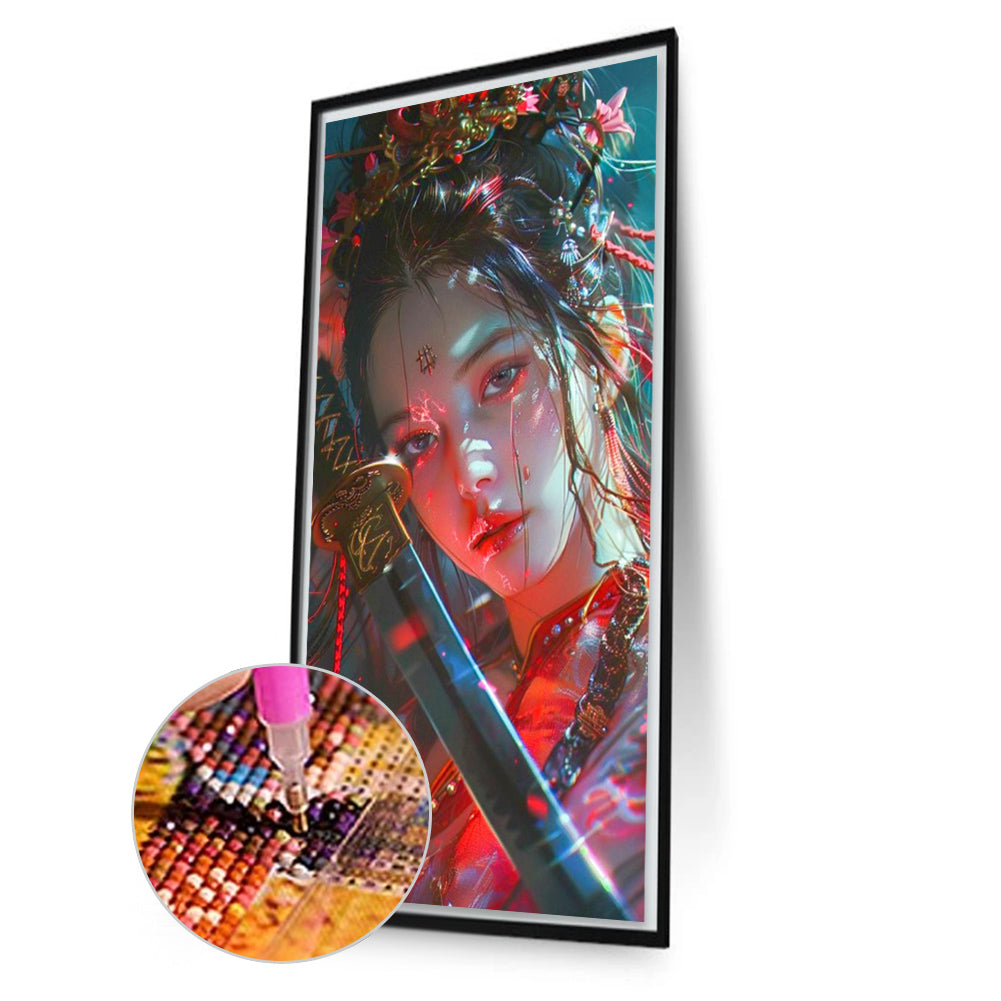 AB Diamond Painting - Full Round - Oriental Sword-Wielding Girl (40*70CM)