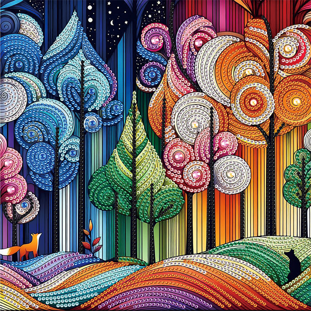 Diamond Painting - Partial Special Shaped - Beautiful Forest (30*30CM)