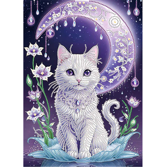 Diamond Painting - Partial Special Shaped - Purple Moonlight Cat (30*40CM)