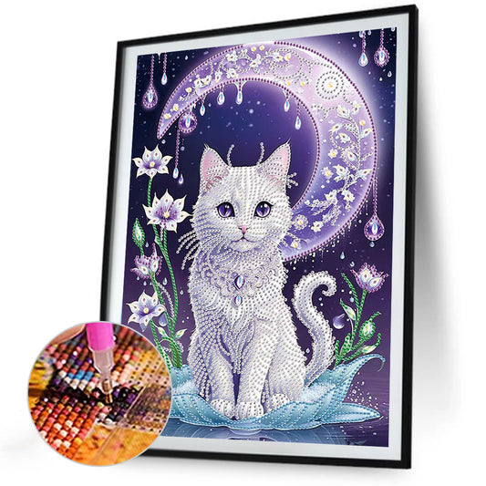 Diamond Painting - Partial Special Shaped - Purple Moonlight Cat (30*40CM)