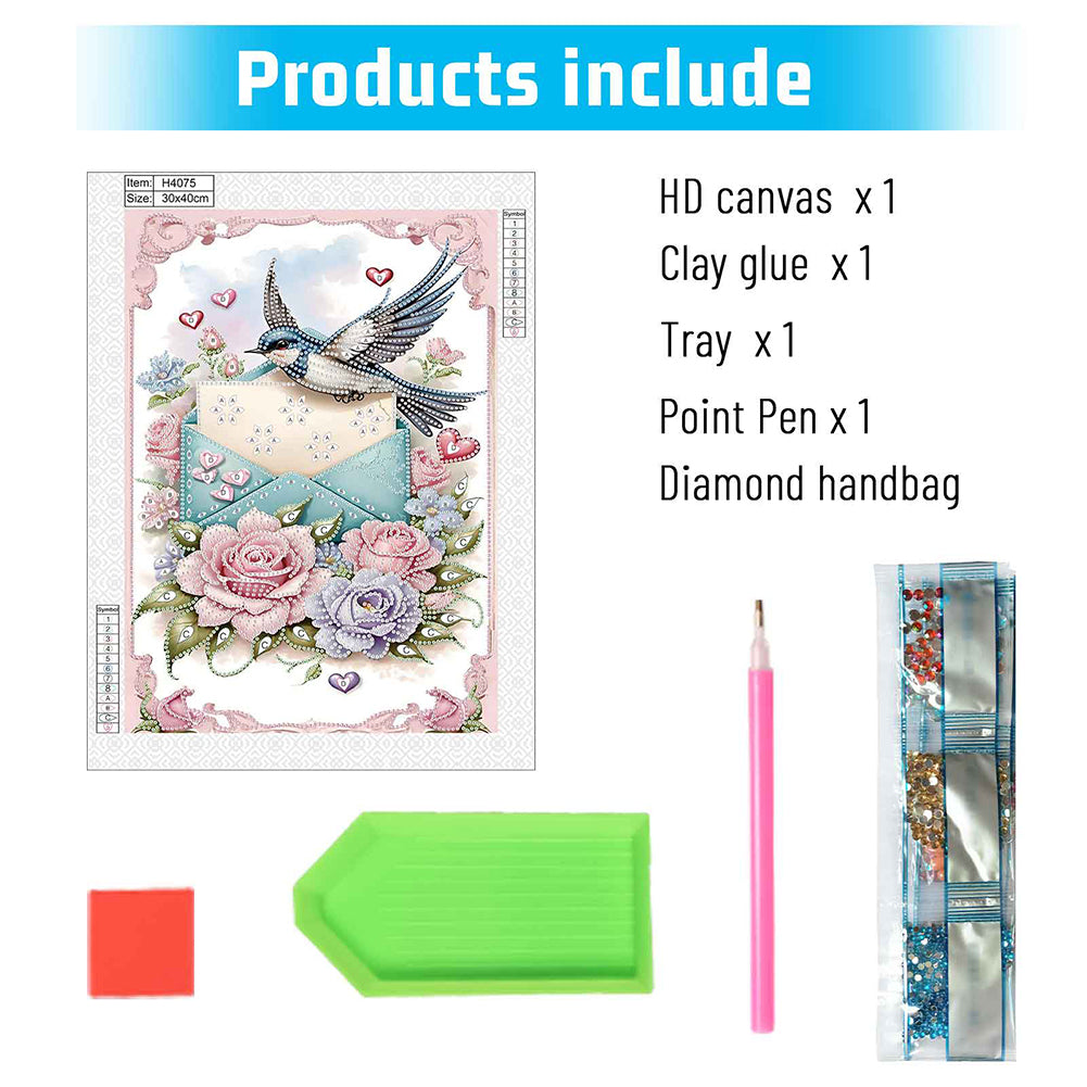 Diamond Painting - Partial Special Shaped - Flower Bird (30*40CM)
