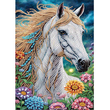 Load image into Gallery viewer, Diamond Painting - Partial Special Shaped - Flower White Horse (30*40CM)
