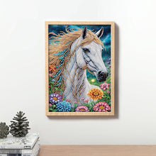 Load image into Gallery viewer, Diamond Painting - Partial Special Shaped - Flower White Horse (30*40CM)
