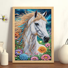 Load image into Gallery viewer, Diamond Painting - Partial Special Shaped - Flower White Horse (30*40CM)
