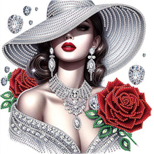 Load image into Gallery viewer, Diamond Painting - Partial Special Shaped - Elegant Hat Woman (30*30CM)

