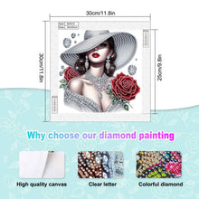 Load image into Gallery viewer, Diamond Painting - Partial Special Shaped - Elegant Hat Woman (30*30CM)

