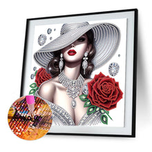 Load image into Gallery viewer, Diamond Painting - Partial Special Shaped - Elegant Hat Woman (30*30CM)
