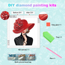 Load image into Gallery viewer, Diamond Painting - Partial Special Shaped - Elegant Hat Woman (30*30CM)
