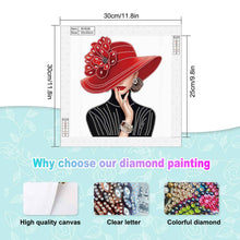 Load image into Gallery viewer, Diamond Painting - Partial Special Shaped - Elegant Hat Woman (30*30CM)
