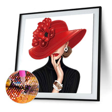 Load image into Gallery viewer, Diamond Painting - Partial Special Shaped - Elegant Hat Woman (30*30CM)
