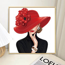 Load image into Gallery viewer, Diamond Painting - Partial Special Shaped - Elegant Hat Woman (30*30CM)
