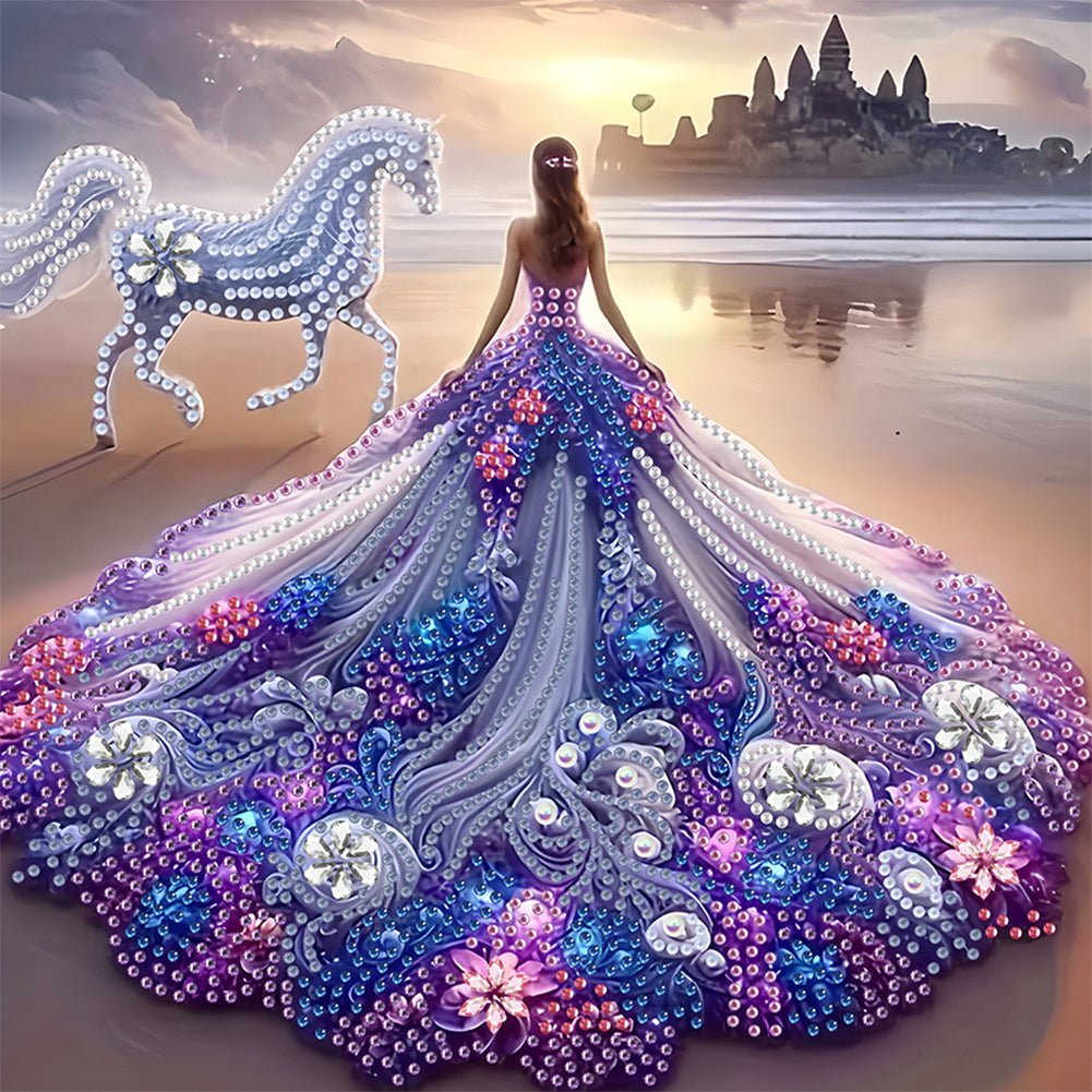 Diamond Painting - Partial Special Shaped - Dress Skirt Girl (30*30CM)