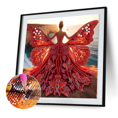 Diamond Painting - Partial Special Shaped - Angel Wings Girl (30*30CM)