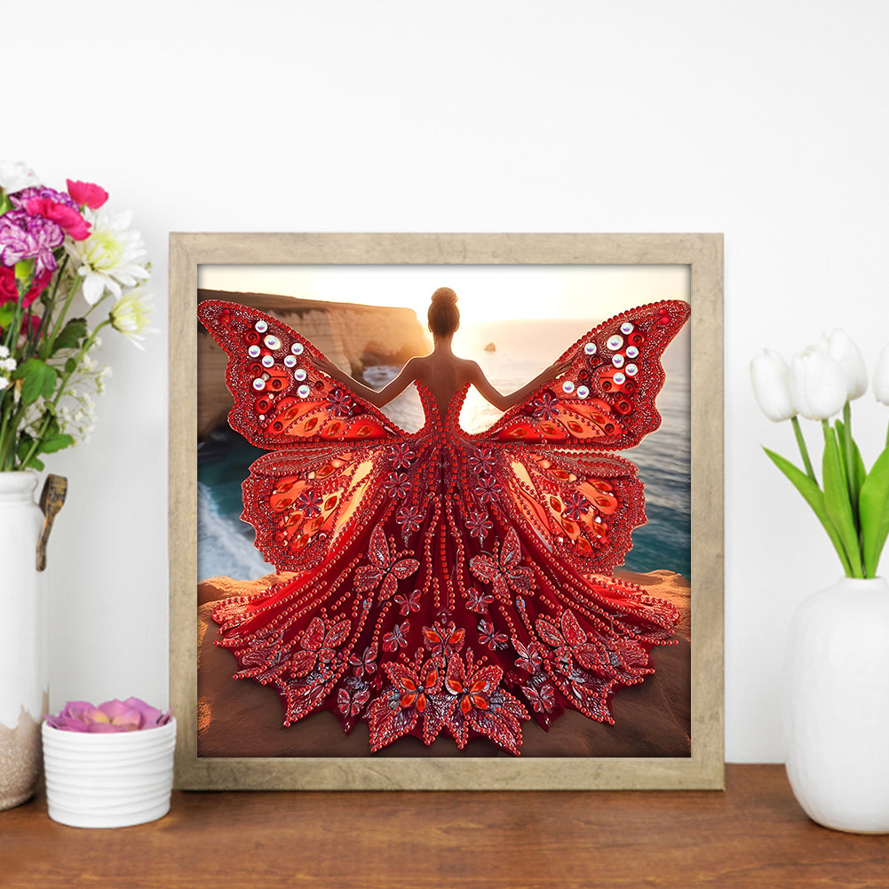 Diamond Painting - Partial Special Shaped - Angel Wings Girl (30*30CM)