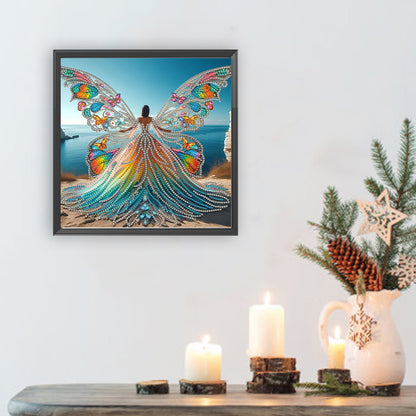 Diamond Painting - Partial Special Shaped - Angel Wings Girl (30*30CM)