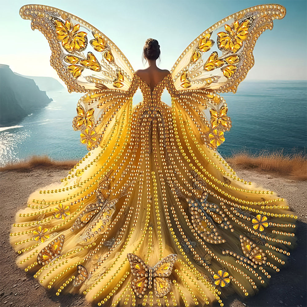 Diamond Painting - Partial Special Shaped - Angel Wings Girl (30*30CM)