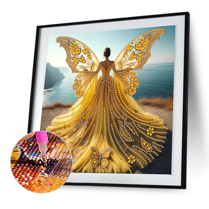 Diamond Painting - Partial Special Shaped - Angel Wings Girl (30*30CM)