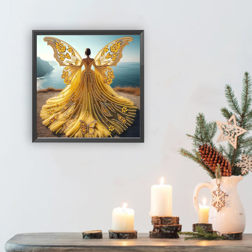 Diamond Painting - Partial Special Shaped - Angel Wings Girl (30*30CM)