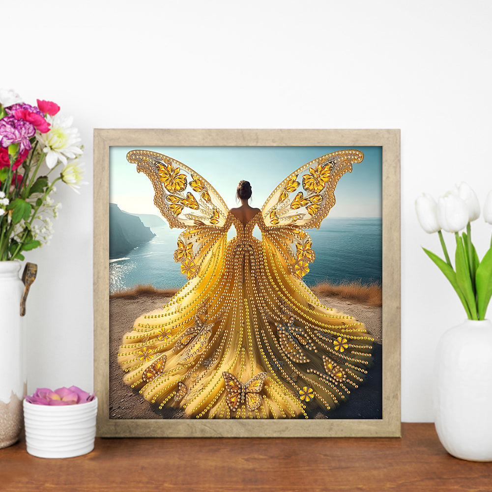 Diamond Painting - Partial Special Shaped - Angel Wings Girl (30*30CM)