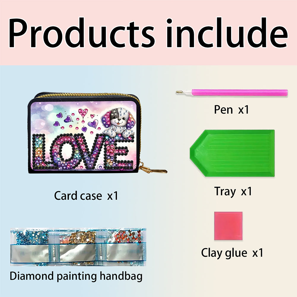Diamond Painting Card Holder Coin Purse Diamond Art Wallet Pouch for Women (A)