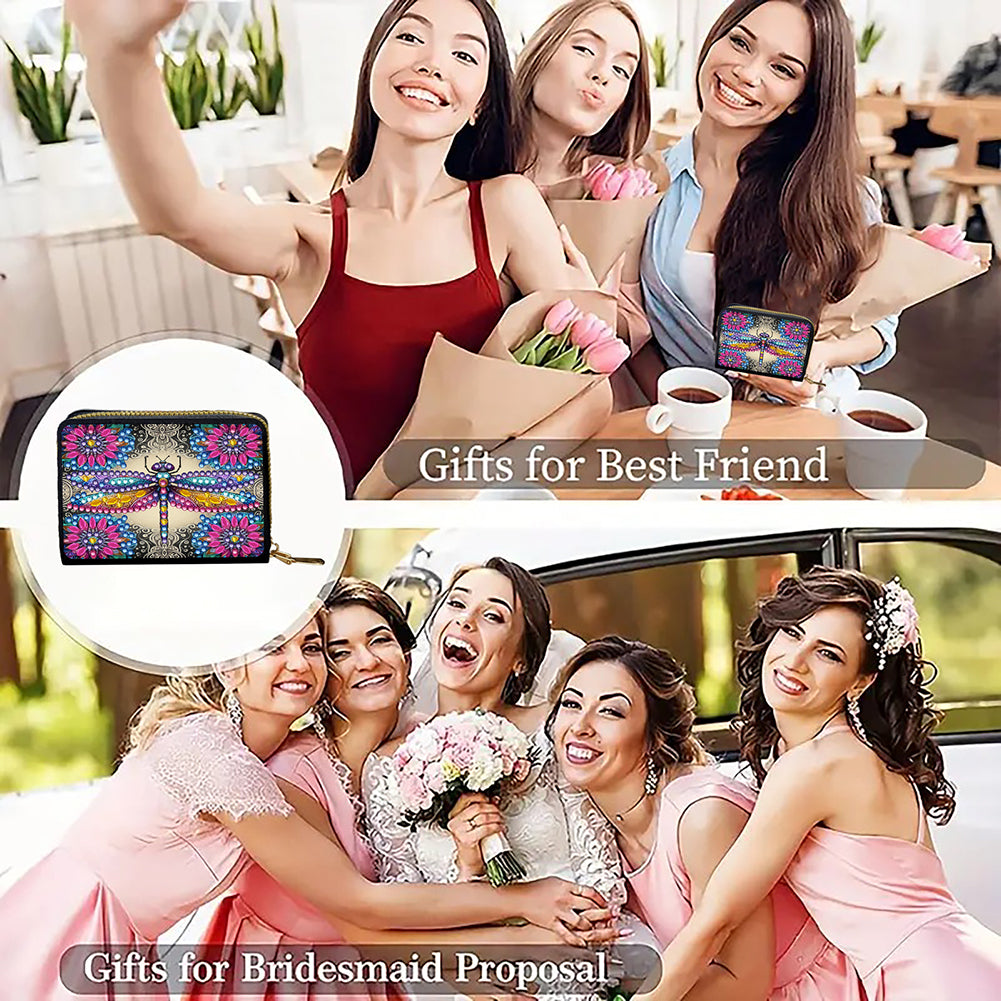 Diamond Painting Card Holder Coin Purse Diamond Art Wallet Pouch for Women (B)