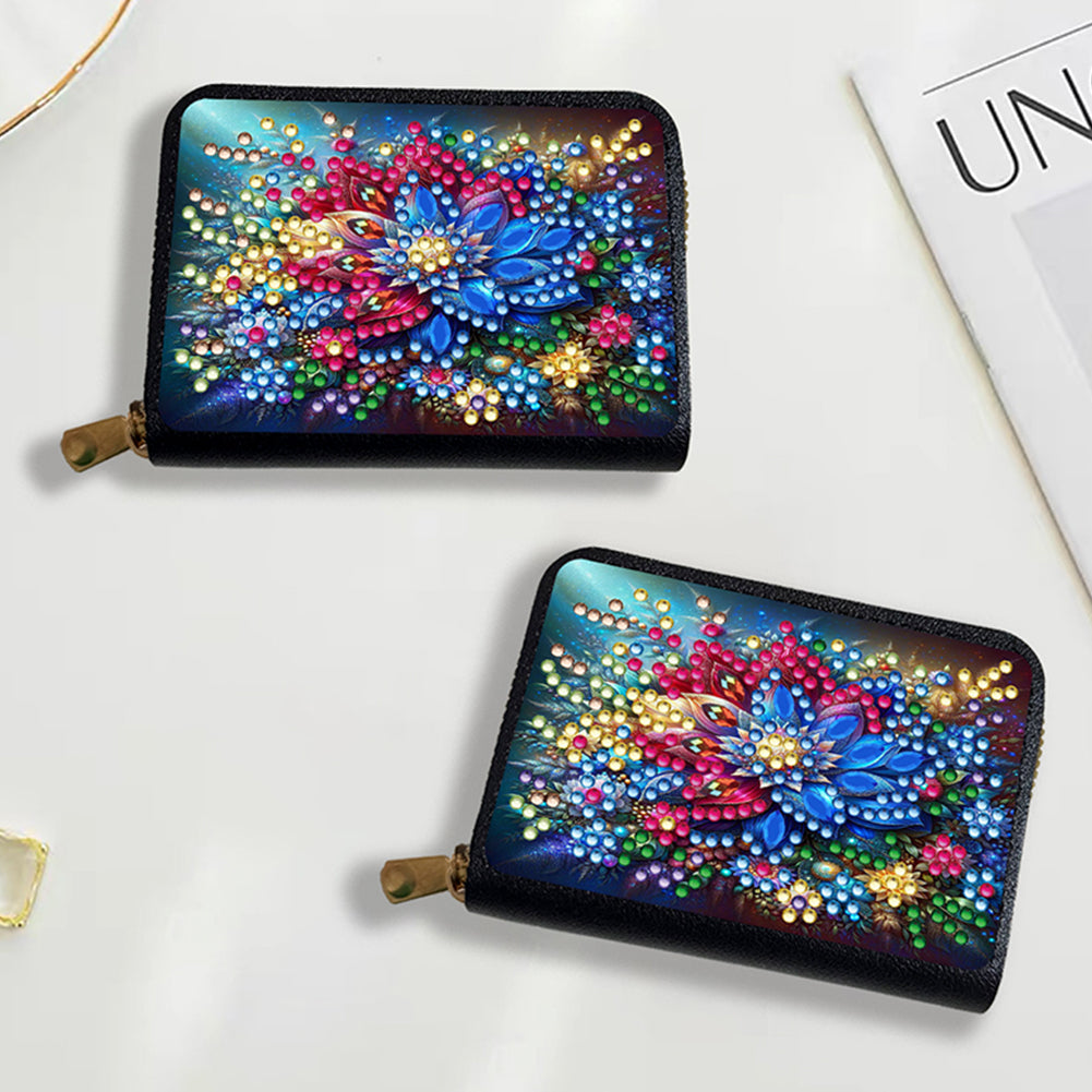 Diamond Painting Card Holder Coin Purse Diamond Art Wallet Pouch for Women (E)