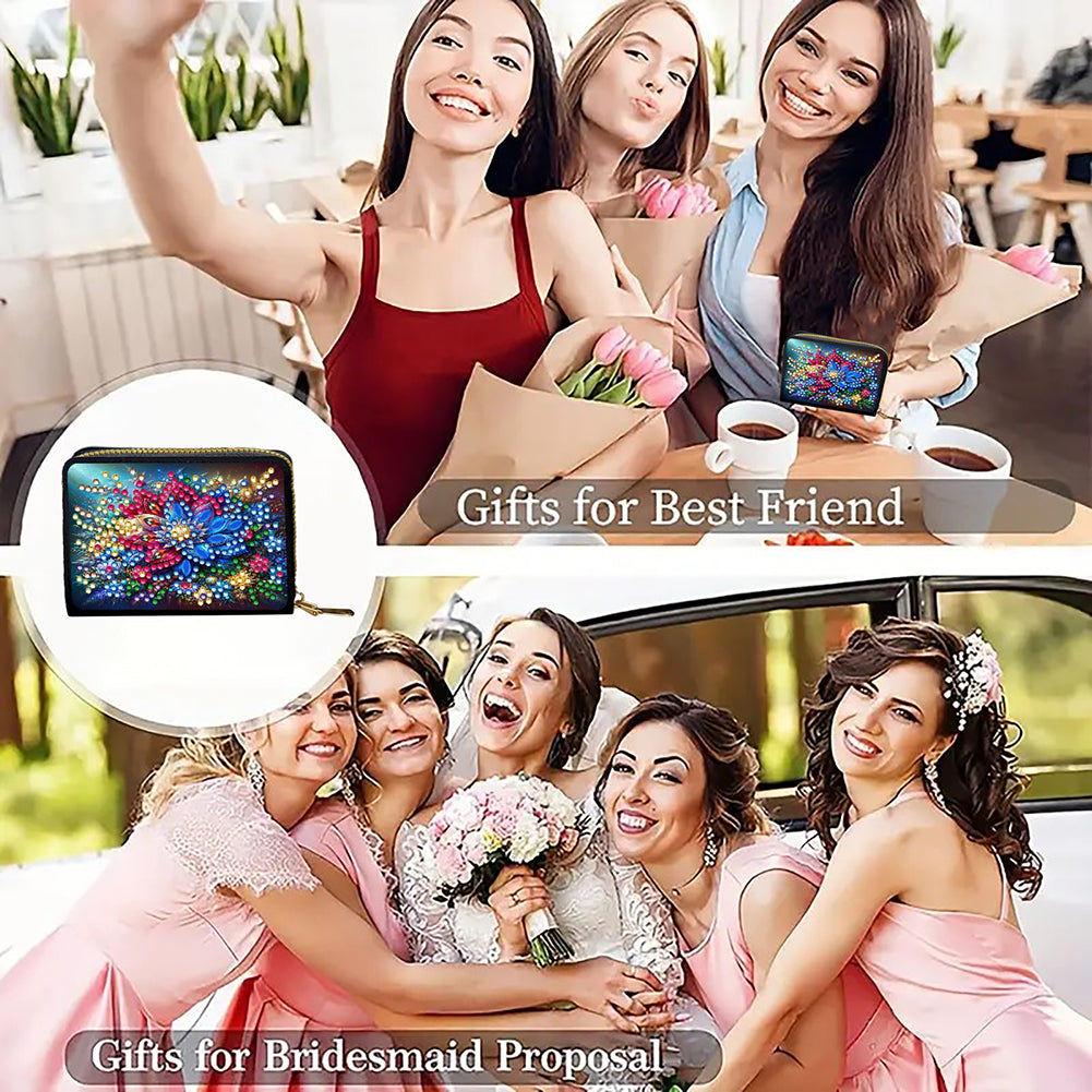 Diamond Painting Card Holder Coin Purse Diamond Art Wallet Pouch for Women (E)