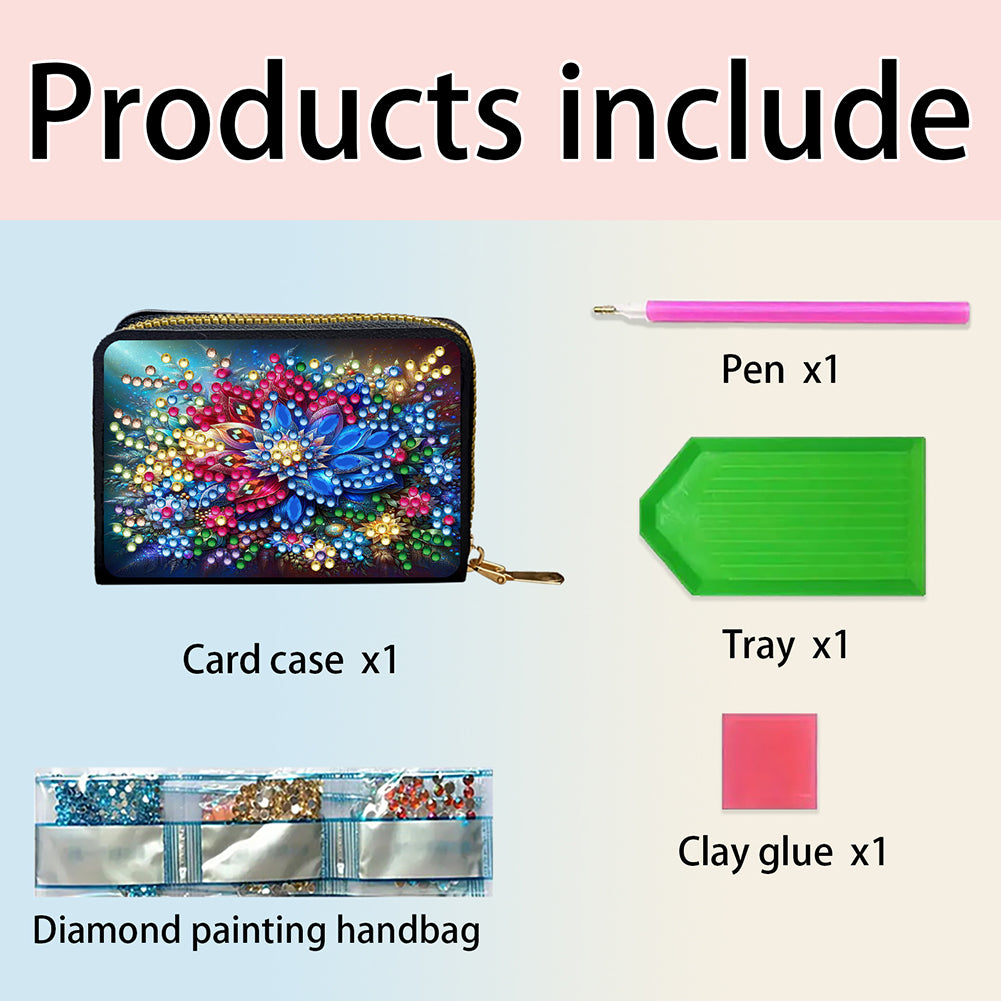 Diamond Painting Card Holder Coin Purse Diamond Art Wallet Pouch for Women (E)