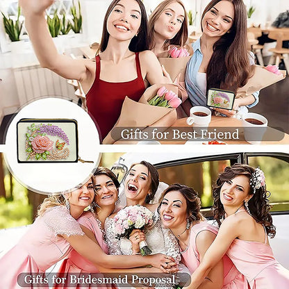 Diamond Painting Card Holder Coin Purse Diamond Art Wallet Pouch for Women (J)