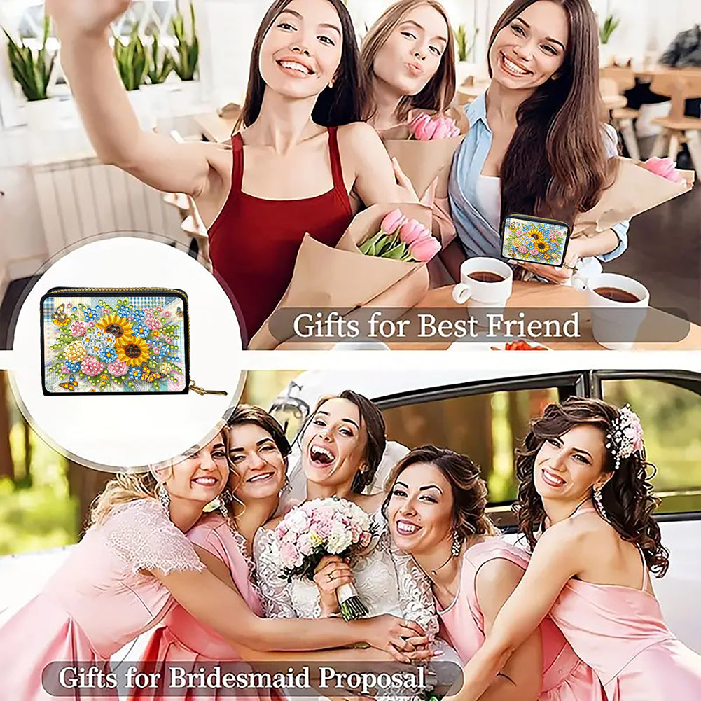 Diamond Painting Card Holder Coin Purse Diamond Art Wallet Pouch for Women (M)
