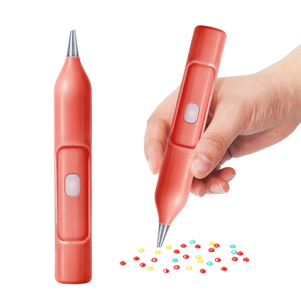 Automatic Diamond Art Pen Portable Electric Dot Pen for Beginners (Red)