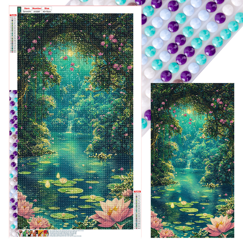 Diamond Painting - Full Round - Lotus Pond In The Cave (40*70CM)
