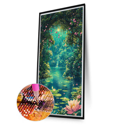 Diamond Painting - Full Round - Lotus Pond In The Cave (40*70CM)