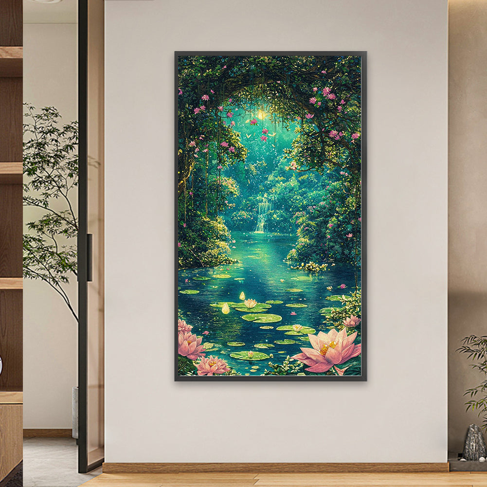 Diamond Painting - Full Round - Lotus Pond In The Cave (40*70CM)