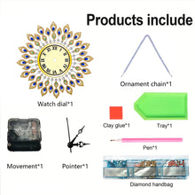 Load image into Gallery viewer, DIY Diamond Painting Clock Kits Diamond Art Clock Ornaments Kit Home Decor (C)
