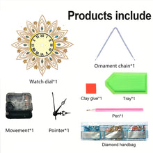 Load image into Gallery viewer, DIY Diamond Painting Clock Kits Diamond Art Clock Ornaments Kit Home Decor (D)
