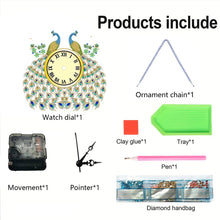 Load image into Gallery viewer, DIY Diamond Painting Clock Kits Diamond Art Clock Ornaments Kit Home Decor (E)
