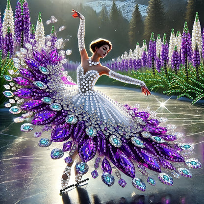 4 Pcs Diamond Painting - Partial Special Shaped - Girl With Beautiful Skirt (30*30CM)
