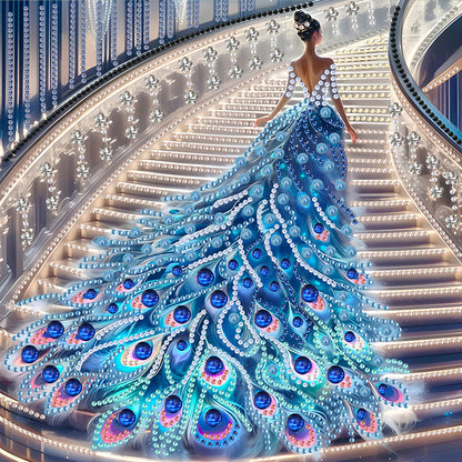 4 Pcs Diamond Painting - Partial Special Shaped - Girl With Dress Skirt (30*30CM)